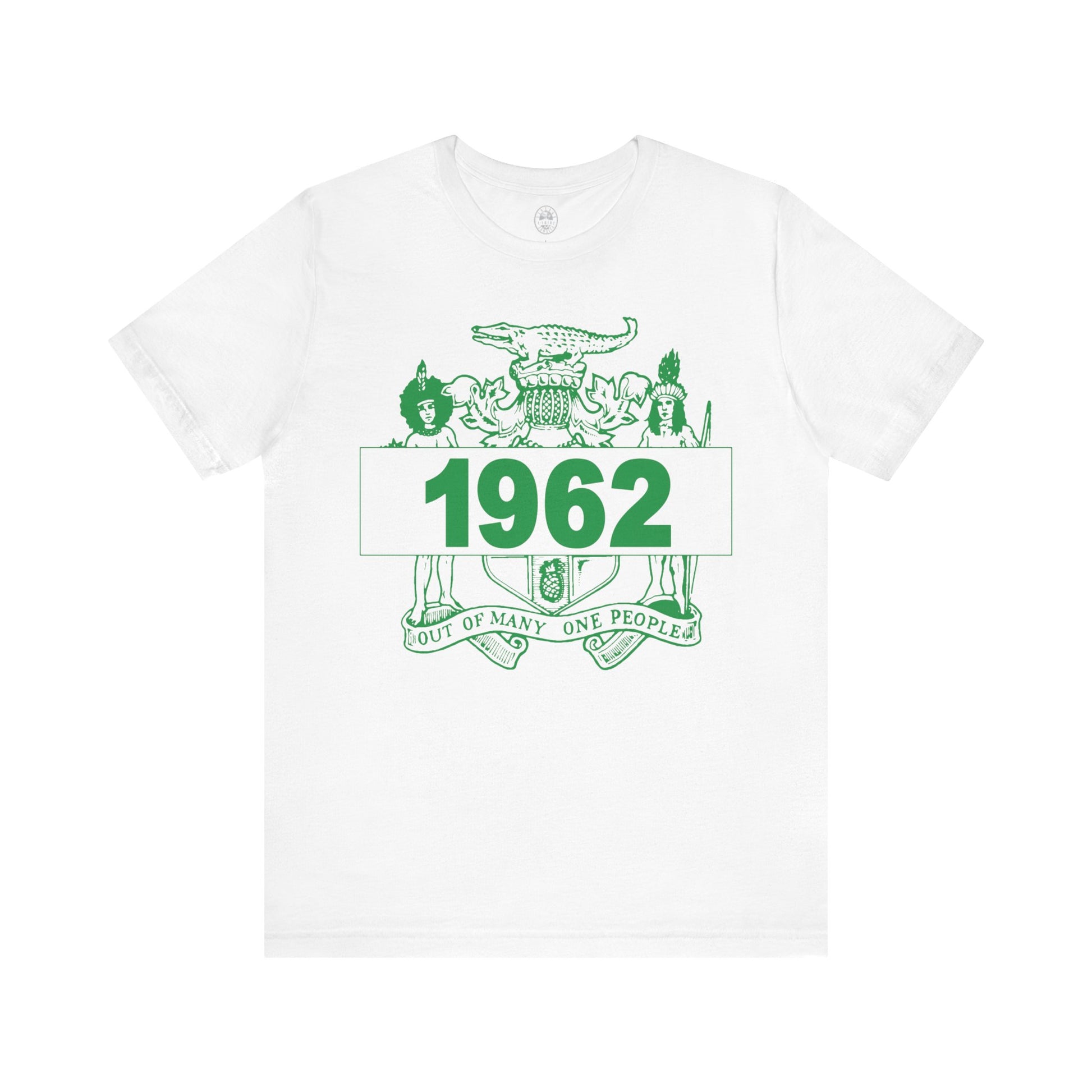 Vintage Jamaica T-Shirts _ 1962 Out of Many one People Jamaica Independence Graphic vintage and retro Jamaica t shirt online for men and women. Jamaican graphic t shirt gift or souvenir.