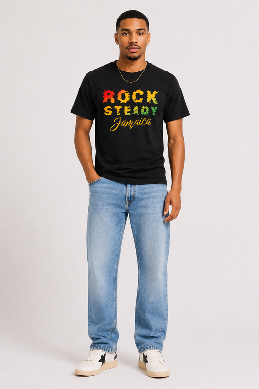 Rock Steady Jamaica T-Shirt — Reggae Rasta Vibes Cotton Tee